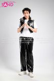 Outfit Phối Sẵn - (Quần Jogger Da Bóng phối Phao Đen Bóng)