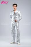 Outfit Phối Sẵn - (Áo Khoác Bạc Túi Khóa Kéo Form Cứng phối Quần Bạc Suông Túi Hộp Form Cứng)