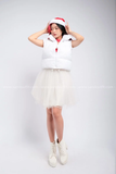 Outfit Phối Sẵn - (Chân Váy Xòe Trắng phối Áo Phao Gile Trắng)