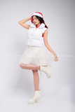 Outfit Phối Sẵn - (Chân Váy Xòe Trắng phối Áo Phao Gile Trắng)