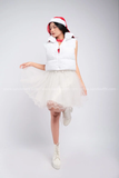 Outfit Phối Sẵn - (Chân Váy Xòe Trắng phối Áo Phao Gile Trắng)