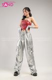 Outfit Phối Sẵn - (Quần Nắp Ngang Bạc phối Áo Quây Đỏ)