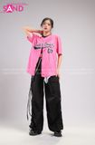 Outfit Phối Sẵn - (Quần Nắp Ngang Đen phối Bóng Chày Sọc Hồng)