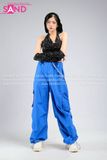 Outfit Phối Sẵn - (Áo Kim Sa Đen Mũ Trùm phối Quần Xanh Dương Nắp Ngang)
