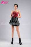 Outfit Phối Sẵn - (Váy Da 2 Tầng phối Áo Quây Đỏ Da Cá Sấu)