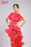 Set Jumpsuit Khiêu Vũ Đỏ Cổ Yếm Tua Rua