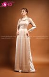 TAA1001 Áo Dài Nữ Truyền Thống Da Nâu Phi Bóng