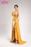 VDD0305 Váy Dạ Hội Vàng Dài Đính Đá Voan