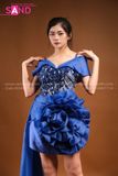 VDN0801 Váy Dạ Hội Ngắn Đính Đá Xanh