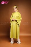 TCN0902 Cổ Phục Nguyễn Triều Nữ - Áo Tấc Vải Linen Xanh Chuối