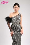 VDD0102 Váy Dạ Hội Dài Đính Đá Đen