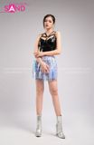 Outfit Phối Sẵn - (Váy Kim Sa Màu Phối Áo Quây Da Đan Dây)