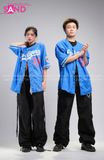 Outfit Phối Sẵn - (Quần Nắp Ngang Đen phối Áo Bóng Chày Xanh)