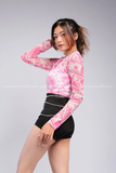 Outfit Phối Sẵn - (Bodysuit Họa Tiết Dola Hồng phối Short Cạp Cao)
