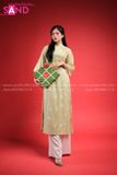TAC0902 Áo Dài Tơ 4 Tà - Thêu Xanh Bơ Cách Tân