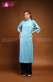 TAC0806 Áo Dài Gấm Suông Có Cổ - Màu Xanh