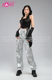 Outfit Phối Sẵn - (Quần Bạc phối Áo Kim Sa Đen Mũ Trùm Kèm Bao Tay Kim Sa)