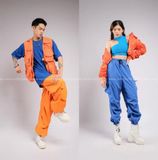 Outfit Phối Sẵn - (Quần Thụng Xanh Dương phối Áo Khoác Cam)