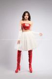 Outfit Phối Sẵn - (Áo Quây Ống Da Đỏ phối Tà Váy Phồng Trắng)