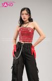 Outfit Phối Sẵn - (Quần Nắp Ngang Đen phối Áo Quây Da Đỏ)