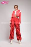 Outfit Phối Sẵn - (Set Quần Short Trắng Phối Áo Khoác Da Crop Đỏ)