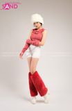Outfit Phối Sẵn - (Áo Croptop Sát Nách Có Mũ Trùm Đầu Kèm Bao Tay phối Quần Short Trắng )