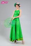 TYD0906 Set Yếm Liền Xanh Lá Khoác Tơ Trắng