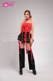 Outfit Phối Sẵn - (Quần Váy Đen Ngắn Xoè 2 Tầng Phối Áo Quây Tua Rua Đỏ)