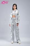 Outfit Phối Sẵn - (Áo Khoác Bạc Túi Khóa Kéo Form Cứng phối Quần Bạc Suông Túi Hộp)
