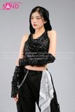 Outfit Phối Sẵn - (Áo Kim Sa Đen Mũ Trùm Kèm Bao Tay Kim Sa)