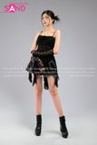 Outfit Phối Sẵn - (Váy 2 Tầng Đen phối Áo 2 Dây Cúp Ngực Tua Rua Đen)