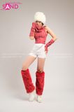 Outfit Phối Sẵn - (Áo Croptop Sát Nách Có Mũ Trùm Đầu Kèm Bao Tay phối Quần Short Trắng )