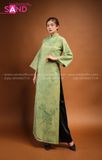 TAC0919 Áo Dài 4 Tà Thêu Xanh Lá
