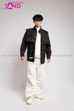 Outfit Phối Sẵn - (Quần Nắp Ngang Trắng phối Áo Sơmi Phối Gile Rời Đen)