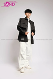 Outfit Phối Sẵn - (Quần Nắp Ngang Trắng phối Áo Sơmi Phối Gile Rời Đen)