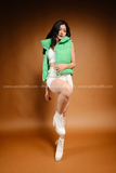 Outfit Phối Sẵn - (Áo Bra Trắng phối Áo Phao Gile Xanh Lá Cây)