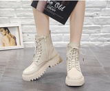 Giày Boot Bằng Đế Thấp - Trắng Kem Sữa