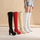 Giày Boot Bóng đùi cao cổ gót nhọn - Đỏ