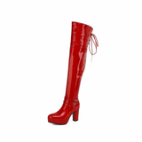 Giày Boot Bóng đùi cao cổ gót nhọn - Đỏ