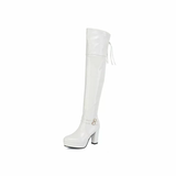 Giày Boot Bóng đùi cao cổ gót nhọn - Trắng
