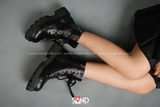 Giày Boot đế bằng 3 phân - Đen