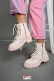 Giày Boot đế bằng 3 phân - Trắng