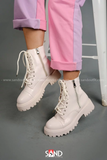 Giày Boot đế bằng 3 phân - Trắng