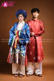 TCB0803 Nhật Bình Cổ Phục Việt Màu Xanh Dương - Nữ