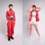 Outfit Phối Sẵn - (Quần Thụng Đỏ phối Túi Đeo Ngực Trắng)