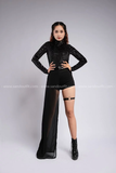 Outfit Phối Sẵn - (Quần Cạp Cao phối Bodysuit Ánh Kim Tà Váy Đen)