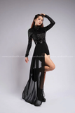 Outfit Phối Sẵn - (Quần Cạp Cao phối Bodysuit Ánh Kim Tà Váy Đen)