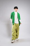 Outfit Phối Sẵn - (HQR0901 Quần Jogger Thụng Ống Rộng Túi Hộp Xanh Lá phối HAB0901 Áo Bóng Chày Xanh Lá Trơn)