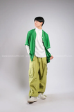 Outfit Phối Sẵn - (HQR0901 Quần Jogger Thụng Ống Rộng Túi Hộp Xanh Lá phối HAB0901 Áo Bóng Chày Xanh Lá Trơn)