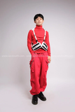 Outfit Phối Sẵn - (Quần Thụng Đỏ phối Túi Đeo Ngực Trắng)